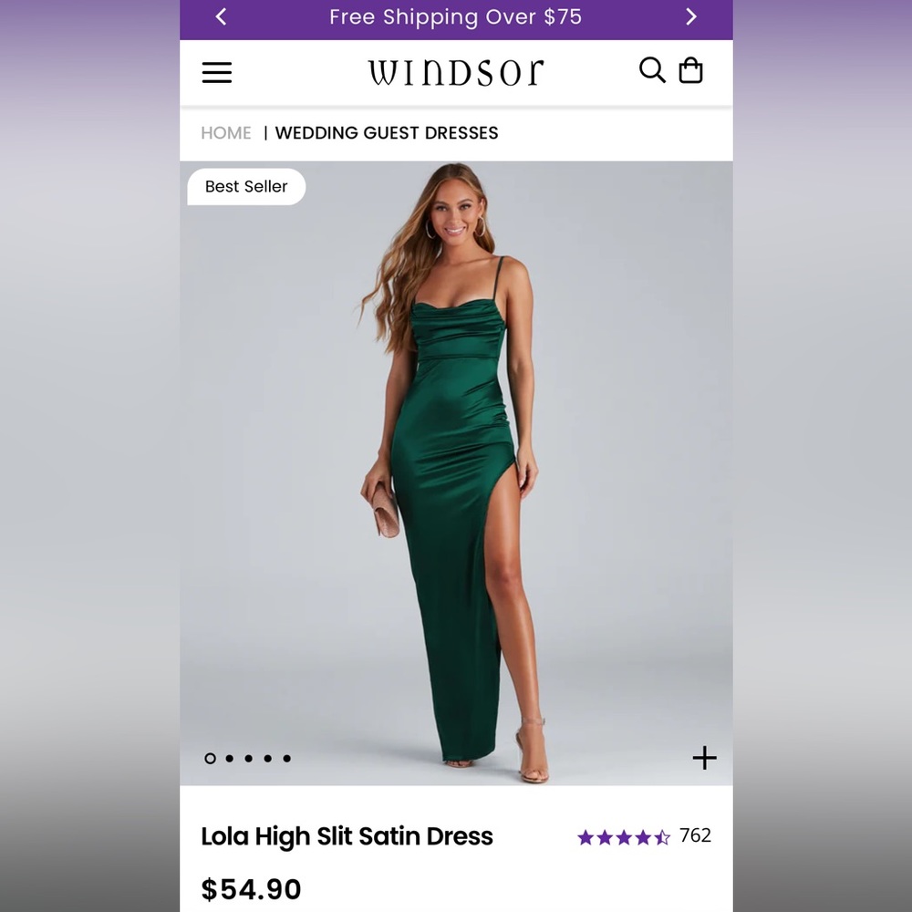 Lola High Slit Satin Dress